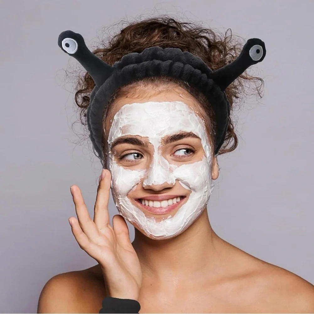 Snail Spa Headband and Wristband Set for Face Washing Skincare Makeup, [New]